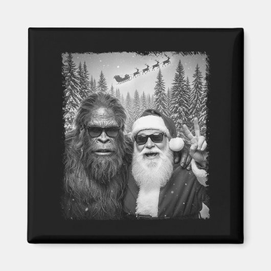 Funny Sasquatch Meme Cool Selfie With Santa Christ Magnet (Vorne)