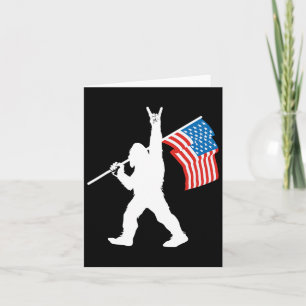Funny Sasquatch Rock und Roll Usa Flag für Bigfoot Karte