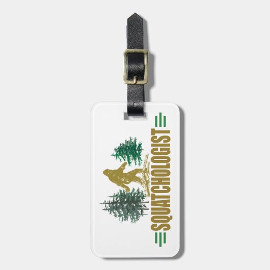 Funny Sasquatch, Squatchin, Squatching, Glauver Gepäckanhänger (Vorderseite vertikal)