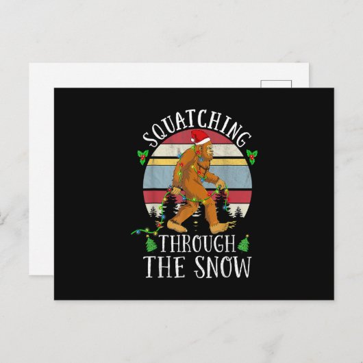 Funny Sasquatte Weihnachten Squatching Bigfoot Xma Postkarte (Vorne/Hinten)