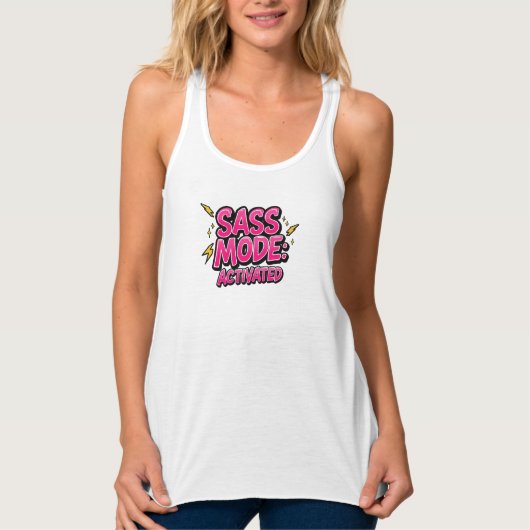 Funny "Sass Mode Activated" Quote Tank Top (Vorderseite)