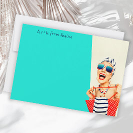 Funny Sassy Beach Lady Retro Vibe Mitteilungskarte