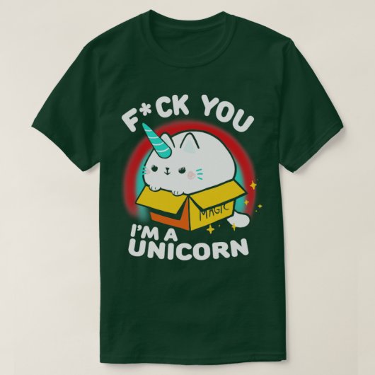 Funny Sassy Kitty Unicorn Tier in einer Box T-Shirt (Design vorne)