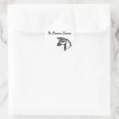 Funny Sassy No Drama Llama Zeichnend Schwarz und W Runder Aufkleber (Tasche)