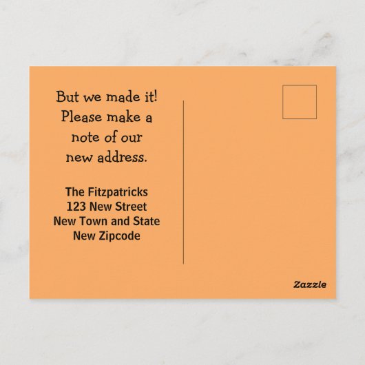 Funny Sassy Sarcasm Orange Moving Ankündigung Postkarte (Rückseite)