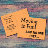 Funny Sassy Sarcasm Orange Moving Ankündigung Postkarte