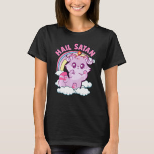 Funny Satanic Hail Satan Kitten Niedlich Rainbow C T-Shirt