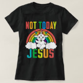 Funny Satanic Unicorn Regenbogen nicht heute Jesus T-Shirt (Design vorne)