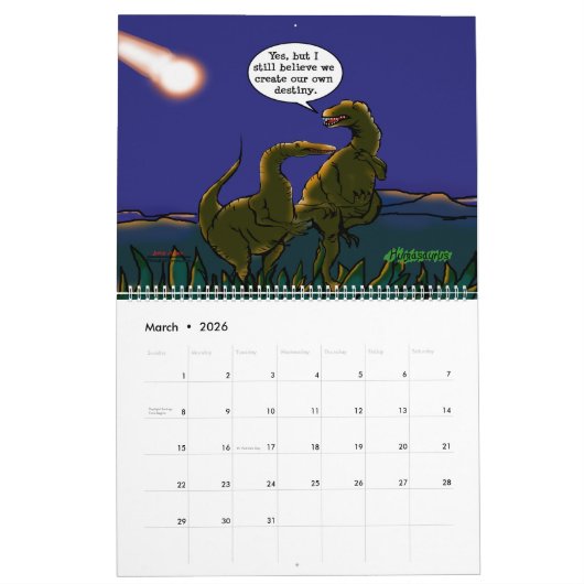 Funny Satire Dinosaur Cartoon Parody Humans Kalender (Mär 2026)