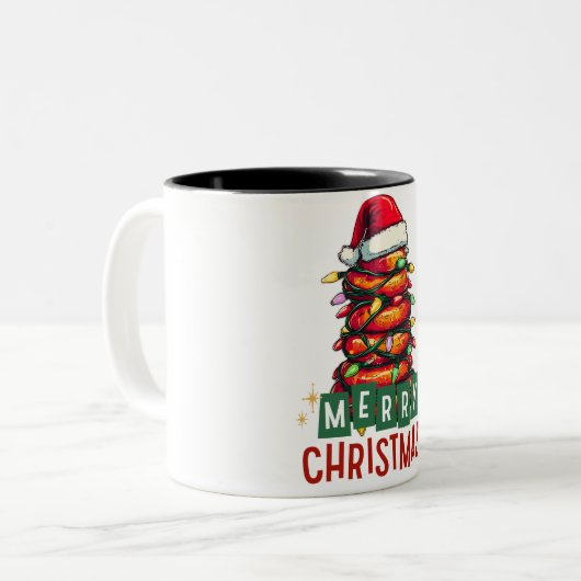 Funny Sausage Pile Weihnachtshut Xmas Zweifarbige Tasse (Vorderseite Links)