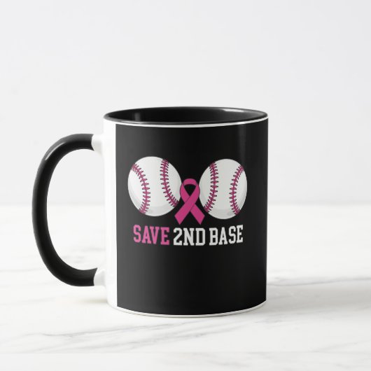 Funny Save 2nd Base Baseball Breast Cancer  Tasse (Links)