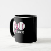 Funny Save 2nd Base Baseball Breast Cancer  Tasse (Vorderseite Links)