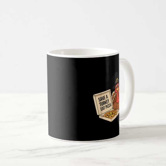 Funny Save A Turkey Eat A Zza Thanksgiving Zza Lov Kaffeetasse (VorderseiteRechts)