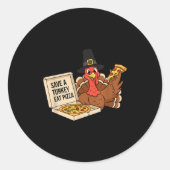 Funny Save A Turkey Eat A Zza Thanksgiving Zza Lov Runder Aufkleber (Vorderseite)