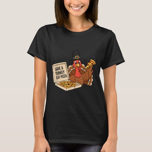 Funny Save A Turkey Eat A Zza Thanksgiving Zza Lov T-Shirt (Vorderseite)
