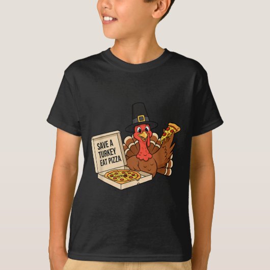 Funny Save A Turkey Eat A Zza Thanksgiving Zza Lov T-Shirt (Vorderseite)
