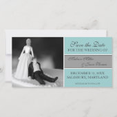Funny Save the Date Ankündigungen {Aquamarin} (Vorderseite)