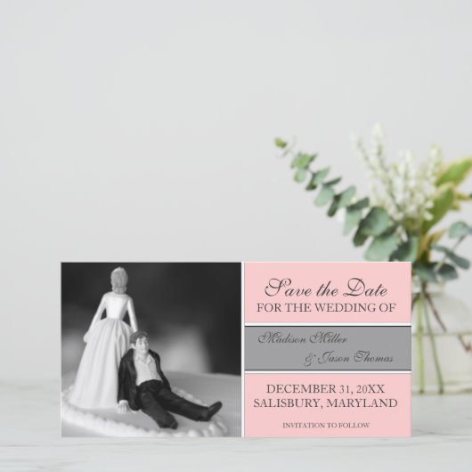 Funny Save the Date Anuncements {Pink} (Stehend Vorderseite)