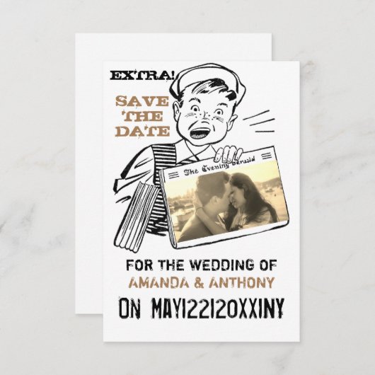 Funny Save the Date benutzerdefiniertes Foto Einladung (Vorne/Hinten)
