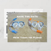 Funny Save the Date Card Beach Wedding Ankündigungspostkarte (Vorne/Hinten)