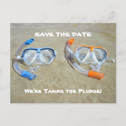 Funny Save the Date Card Beach Wedding Ankündigungspostkarte (Vorderseite)