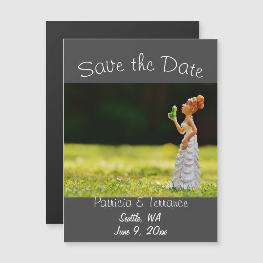 Funny Save the Date Princess Frog Magnetkarte (Vorne/Hinten)