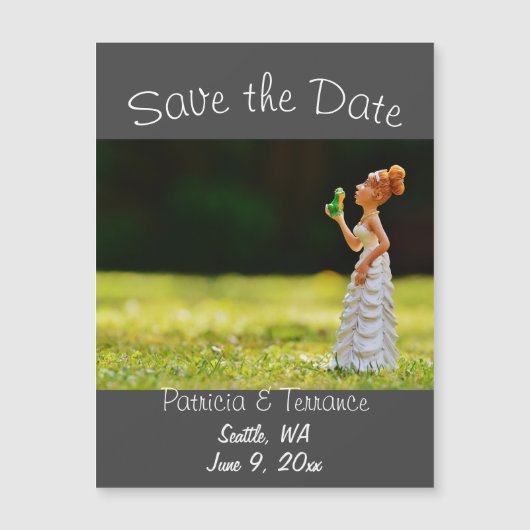 Funny Save the Date Princess Frog Magnetkarte (Vorderseite)
