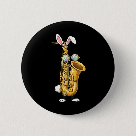 Funny Saxophone Bunny Ostereier Osterfeiertag Frau Button (Vorderseite)