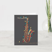 Funny Saxophone Christmas Graphics Lights Lover Pl Karte (Vorderseite)