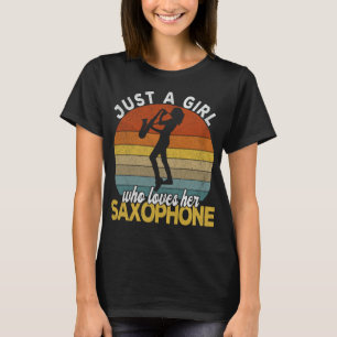 Funny Saxophone Girl Musica Jazz Musik Lover Ret T-Shirt