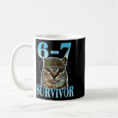 Funny Saying 67 Cats Tummy Ache Survivor Cat Meme Kaffeetasse (Links)