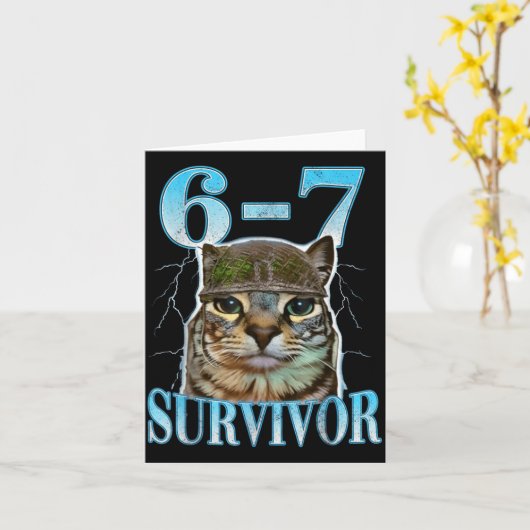 Funny Saying 67 Cats Tummy Ache Survivor Cat Meme Karte (Gelbe Blume)