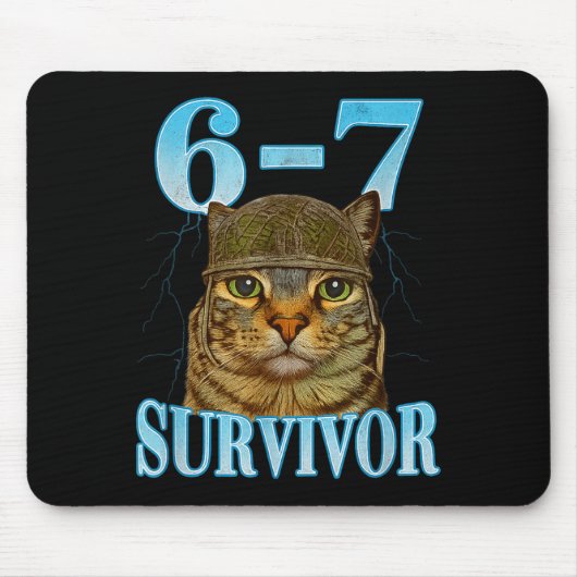 Funny Saying 67 Cats Tummy Ache Survivor Cat Meme Mousepad (Vorne)