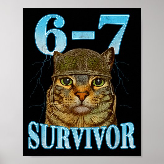 Funny Saying 67 Cats Tummy Ache Survivor Cat Meme  Poster (Vorne)
