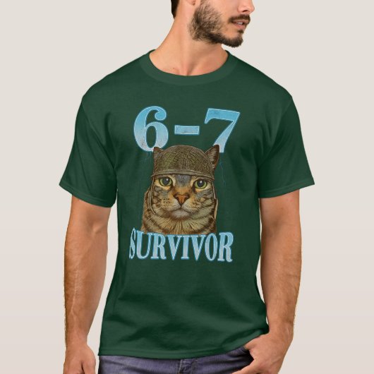 Funny Saying 67 Catsummy Ache Survivor Cat Meme si T-Shirt (Vorderseite)
