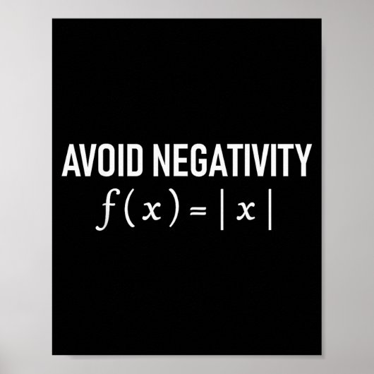 Funny Saying Avoid Negativity Math Equation Men Wo Poster (Vorne)