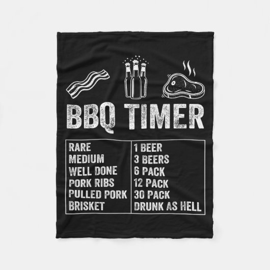 Funny Saying Bbq Timer Beer Grill Dad Barbecue Dri Fleecedecke (Vorderseite)