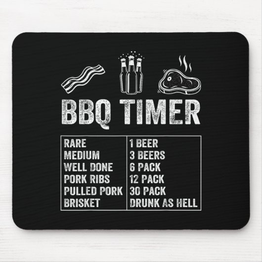 Funny Saying Bbq Timer Beer Grill Dad Barbecue Dri Mousepad (Vorne)