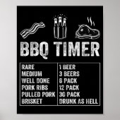 Funny Saying Bbq Timer Beer Grill Dad Barbecue Dri Poster (Vorne)
