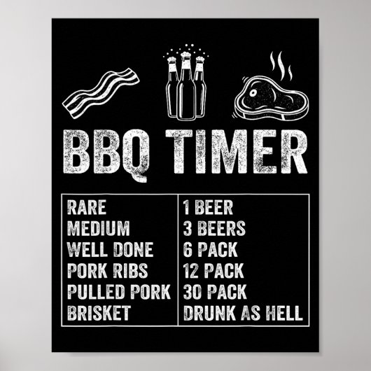 Funny Saying Bbq Timer Beer Grill Dad Barbecue Dri Poster (Vorne)