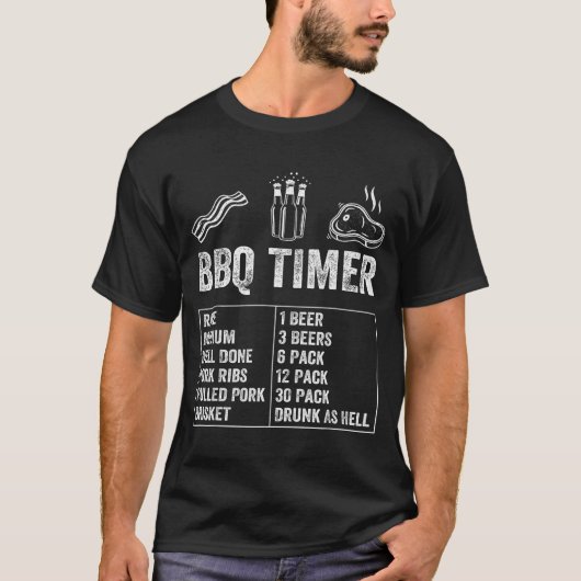 Funny Saying Bbq Timer Beer Grill Dad Barbecue Dri T-Shirt (Vorderseite)
