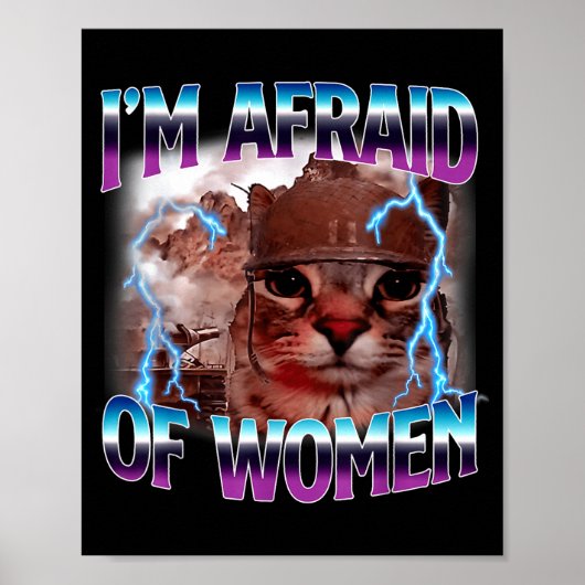 Funny Saying Humor Afraid Of Women Cat Meme Animal Poster (Vorne)