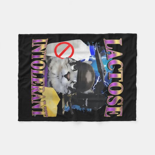 Funny Saying Lactose Intolerant Silly Cat Meme Cat Fleecedecke (Vorderseite (Horizontal))