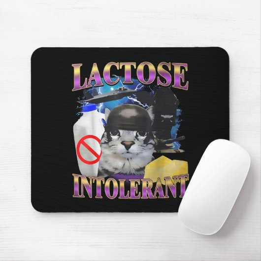 Funny Saying Lactose Intolerant Silly Cat Meme Cat Mousepad (Mit Mouse)