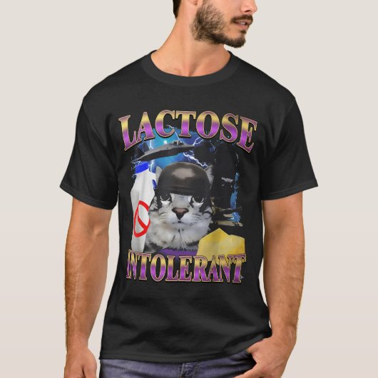 Funny Saying Lactose Intolerant Silly Cat Meme Cat T-Shirt (Vorderseite)