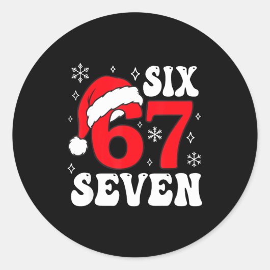 Funny Saying Six Seven Christmas 67 Meme Xmas Boys Runder Aufkleber (Vorderseite)