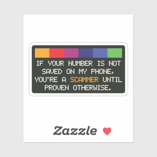 Funny Scammer Warning: Unknown Number Alert Aufkleber (Blatt)