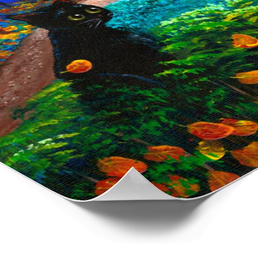 Funny Scardy Cat Fall Halloween Moon Creationarts Poster (Ecke)