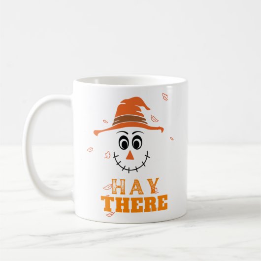 Funny Scarecrow Face Herbstlaubs Halloween Kaffeetasse (Links)