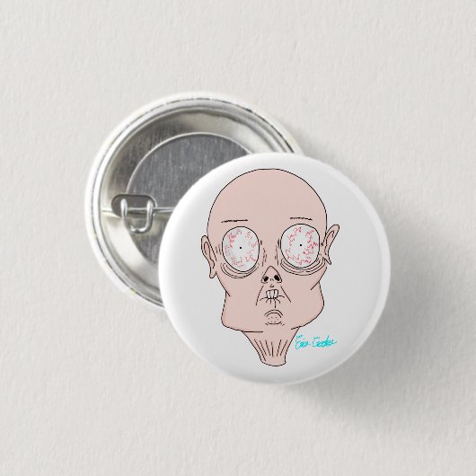 Funny scared cartoon face button (Vorne & Hinten)